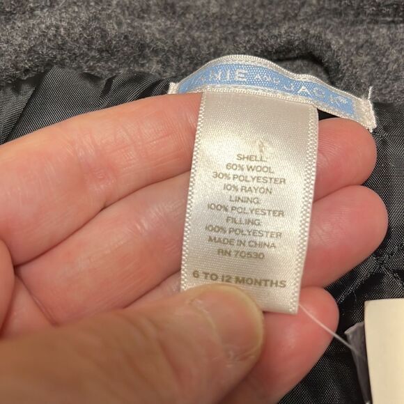 NWT Janie and Jack Dark Gray and Black Hooded Winter Toggle Pea Coat - Picture 12 of 13